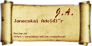 Janecskai Adolár névjegykártya